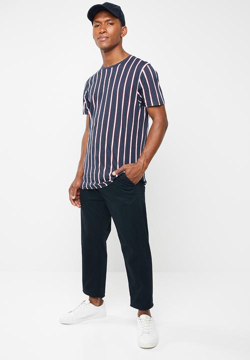 Brave Soul - Cript short sleeve stripe tee - navy
