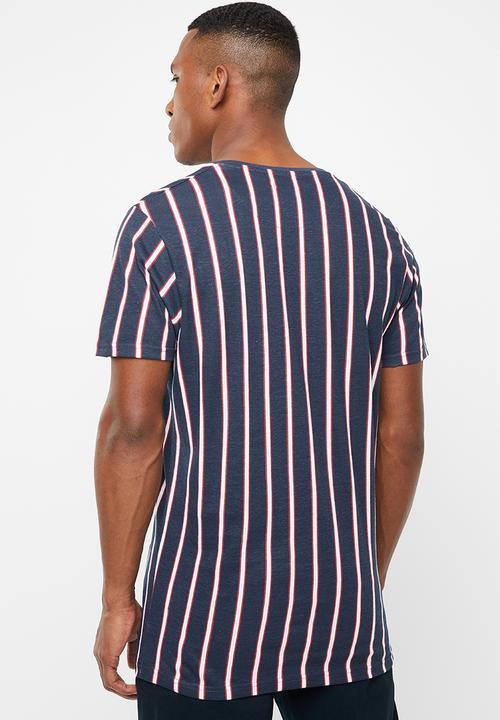 Brave Soul - Cript short sleeve stripe tee - navy
