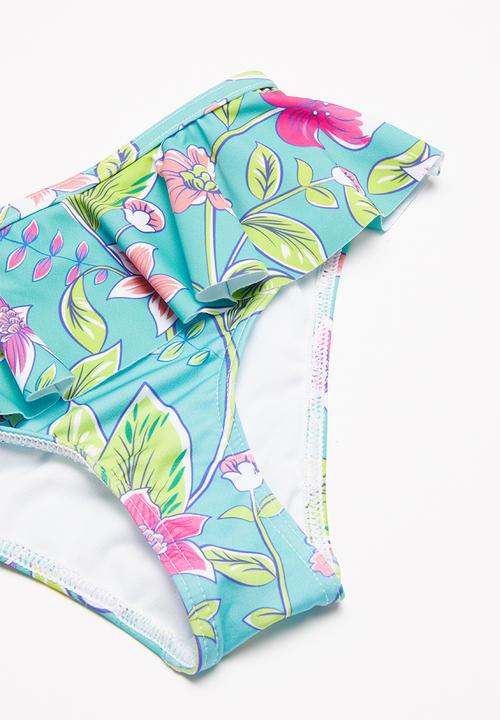 Pop Candy - 2 Piece floral print swimsuit - turquoise
