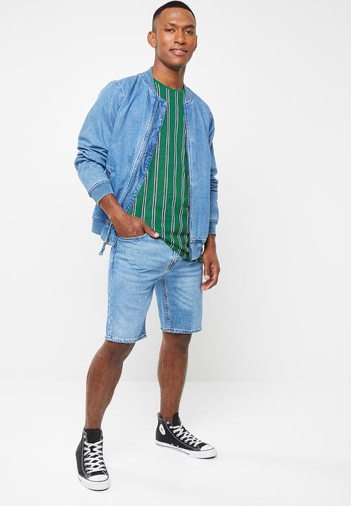 Brave Soul - Cript short sleeve stripe tee - green