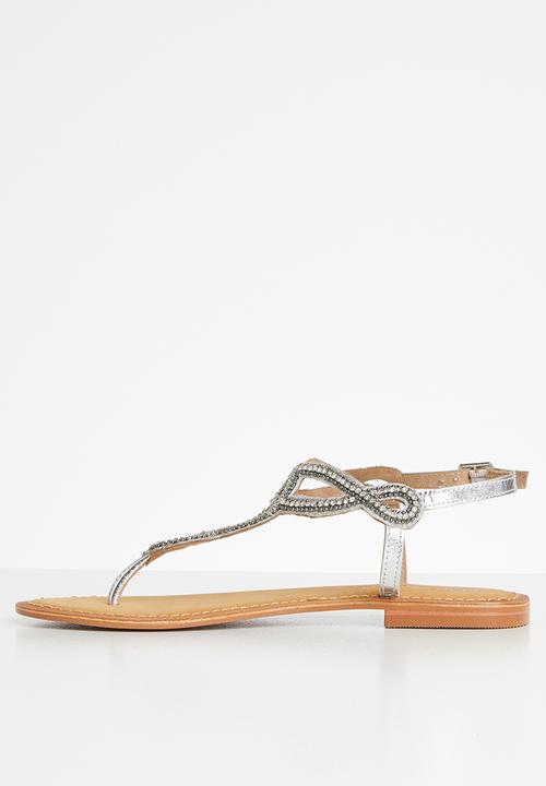 Vero Moda - Embellished T-strap sandal - silver
