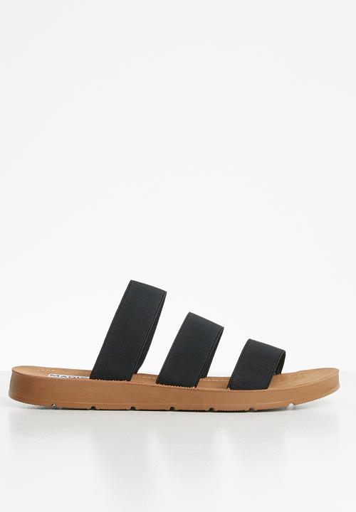 Madison® - Holly elastic triple strap sandal - black