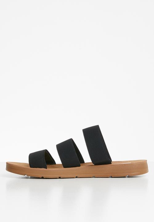 Madison® - Holly elastic triple strap sandal - black