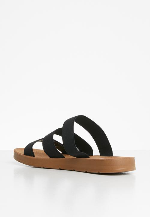 Madison® - Holly elastic triple strap sandal - black