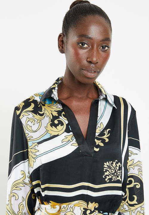 SISSY BOY - Girl boss printed shirt dress with placket - multi
