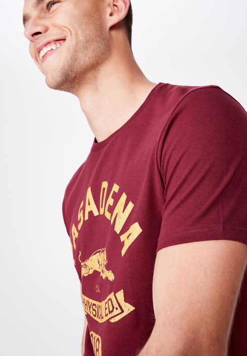 Cotton On - Tbar sport short sleeve tee - burgundy 