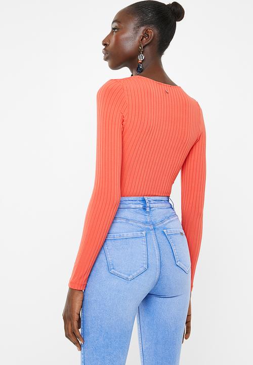 SISSY BOY - You'll do ribbed bodysuit - coral