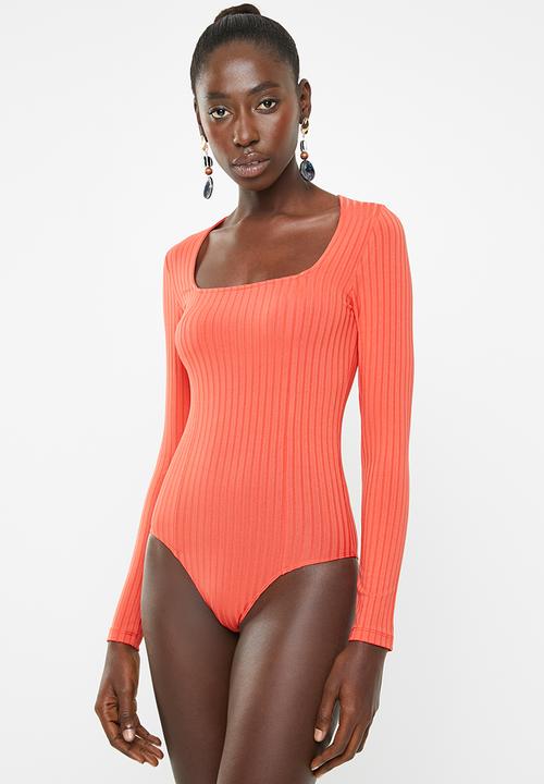 SISSY BOY - You'll do ribbed bodysuit - coral