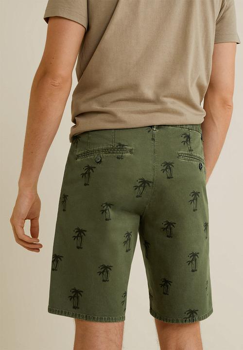 MANGO - Printed cotton bermuda shorts - khaki
