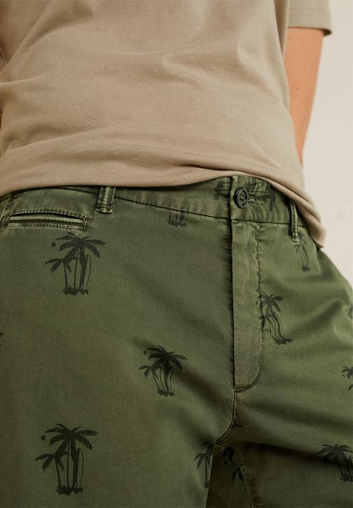 MANGO - Printed cotton bermuda shorts - khaki