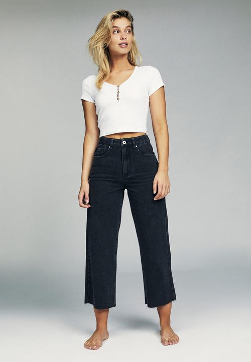Cotton On - Wide leg jeans - black