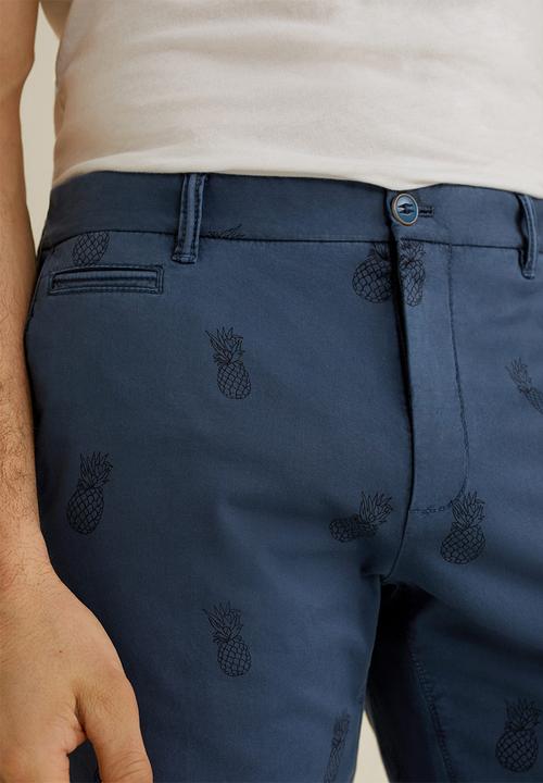 MANGO - Printed cotton bermuda shorts - navy