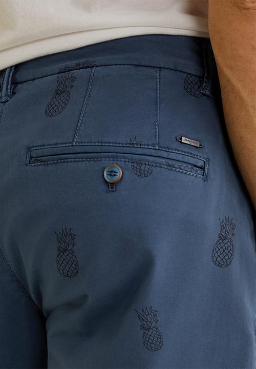 MANGO - Printed cotton bermuda shorts - navy