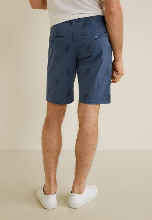 MANGO - Printed cotton bermuda shorts - navy