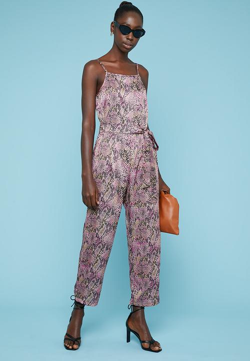 Superbalist - Printed strappy animal print jumpsuit - pink 