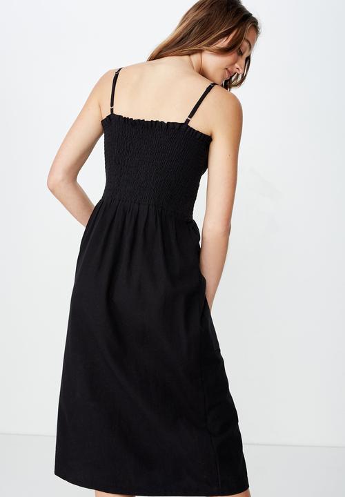Cotton On - Woven Eliza shirred midi dress - black