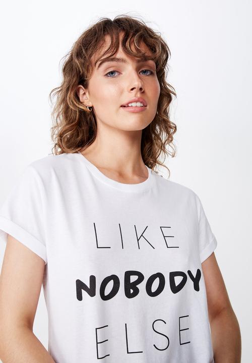 Cotton On - Classic slogan T-shirt like nobody else - white
