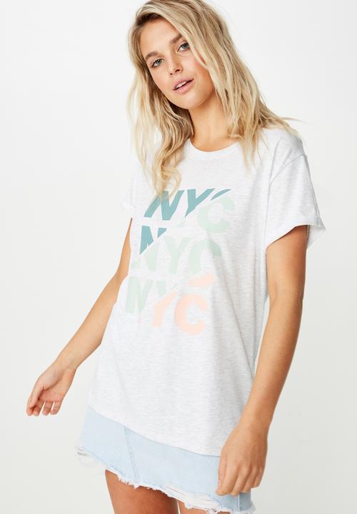 Cotton On - Classic slogan T-shirt NYC splice - grey