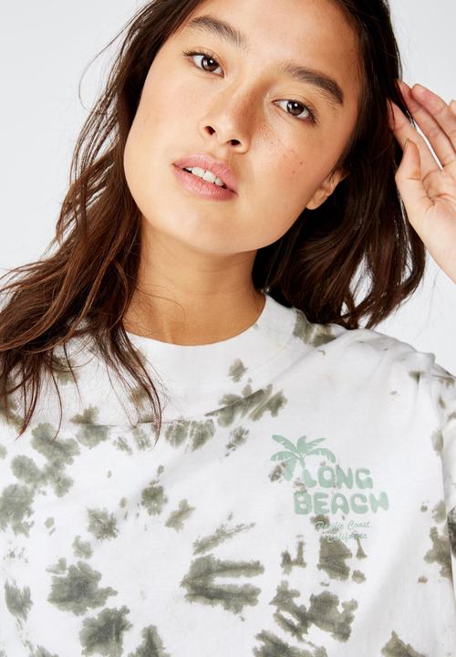 Cotton On - Tbar cali gra long beach green - white & khaki