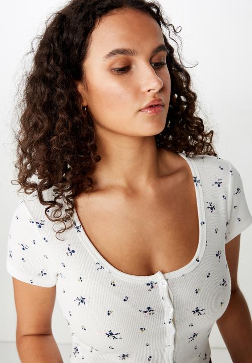 Cotton On - Lola waffle button through - white