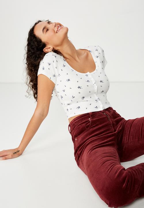 Cotton On - Lola waffle button through - white