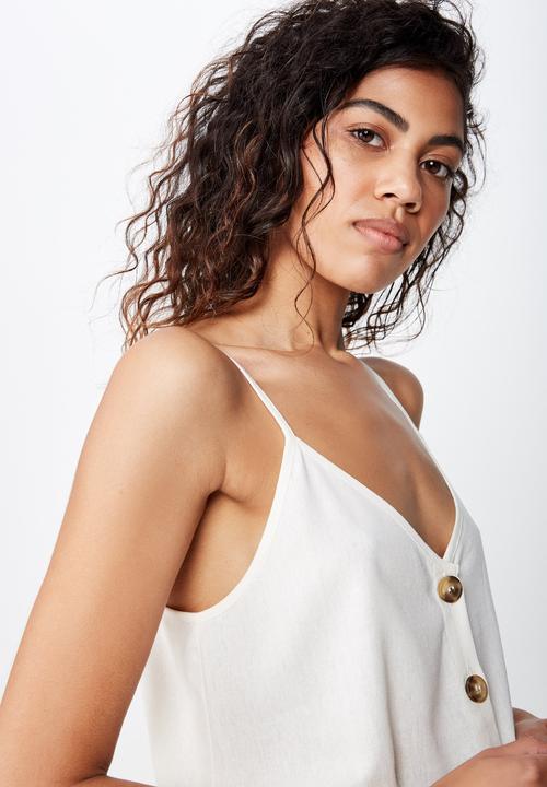 Cotton On - Allie button front cami - white