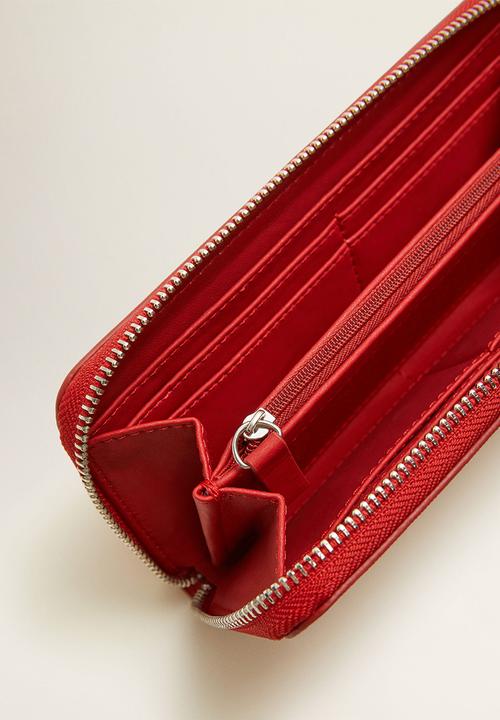 MANGO - Zip saffiano-effect wallet - red
