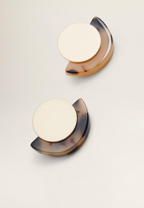 MANGO - Tortoiseshell earrings - brown