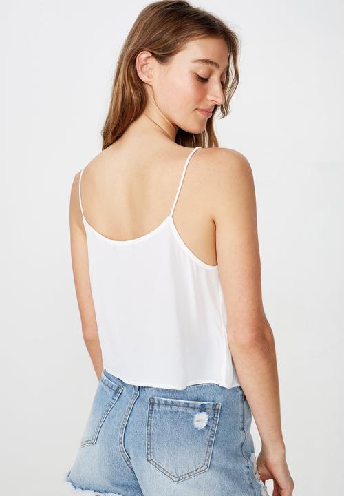 Cotton On - Astrid cropped scoop neck cami - white