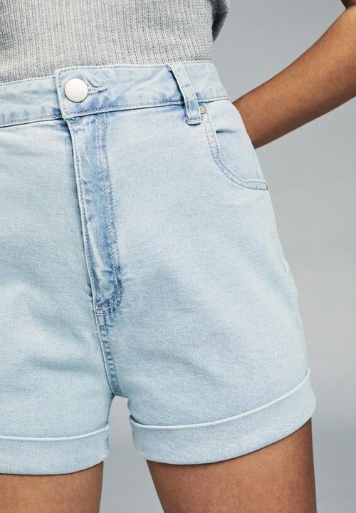 Cotton On - High rise classic stretch denim short - blue