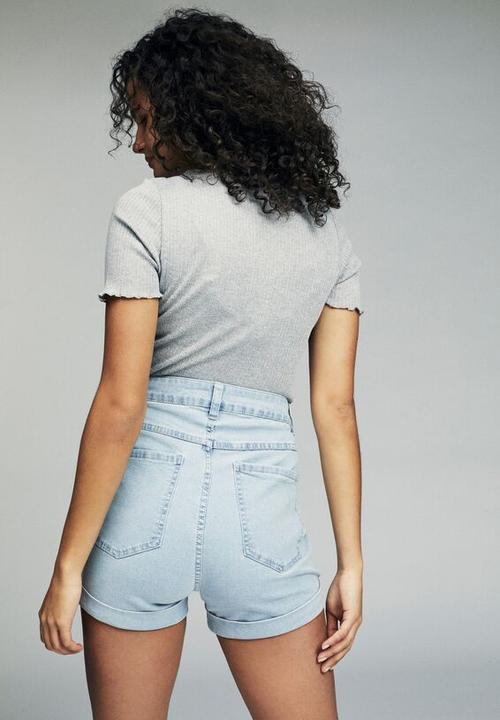 Cotton On - High rise classic stretch denim short - blue