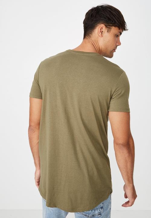 Cotton On - Essential longline curved hem tee - khaki green