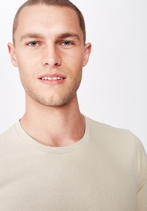 Cotton On - Essential longline curved hem tee - beige