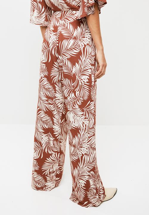 Me&B - Palm print soft pants - rust & cream