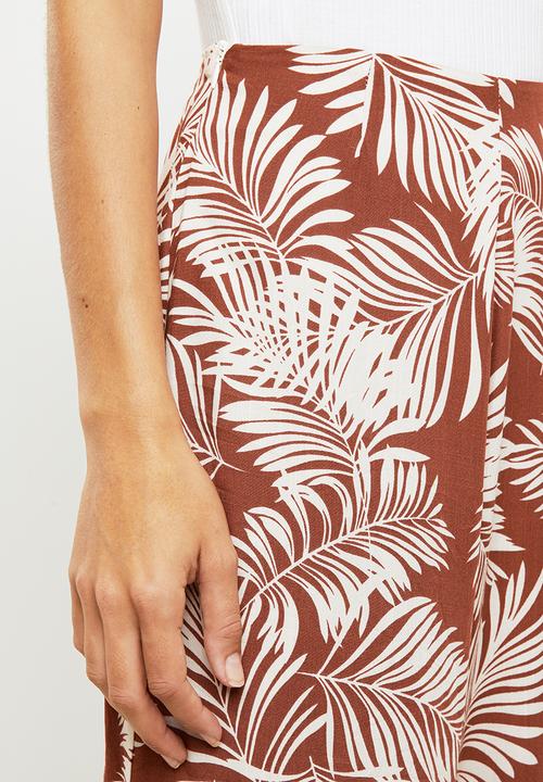 Me&B - Palm print soft pants - rust & cream