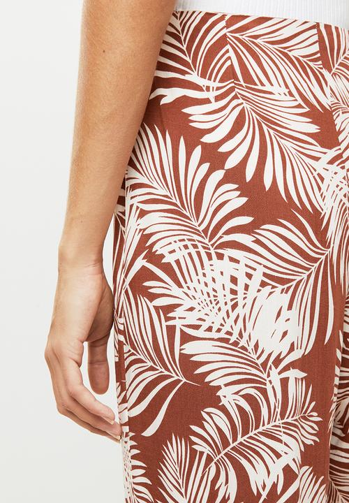 Me&B - Palm print soft pants - rust & cream