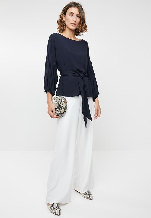 edit - Lantern sleeve blouse - navy