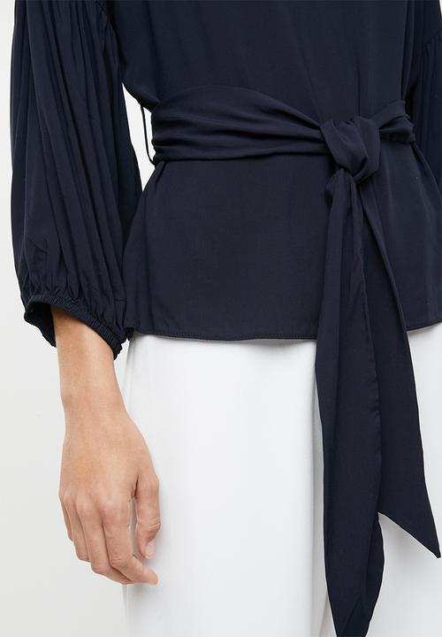 edit - Lantern sleeve blouse - navy