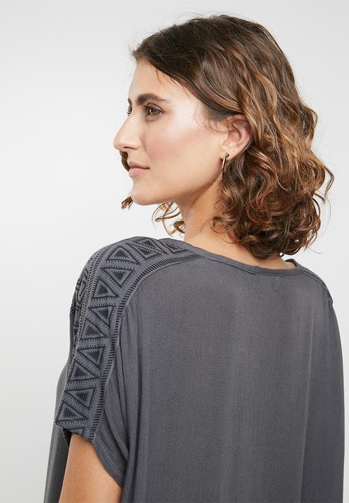 edit - Aztec print blouse - grey