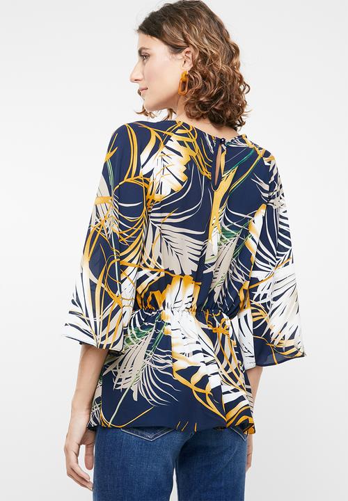 edit - Tie front kimono blouse - multi
