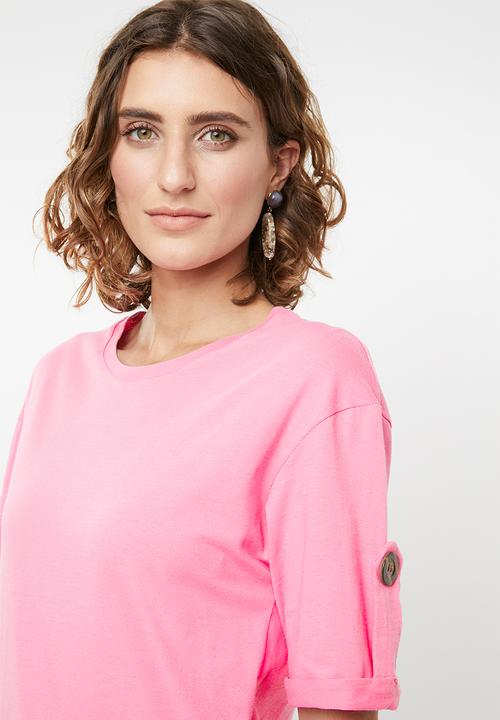 edit - Rolled sleeve tee - pink
