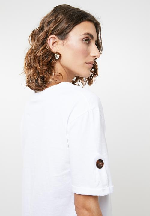 edit - Rolled sleeve tee - white