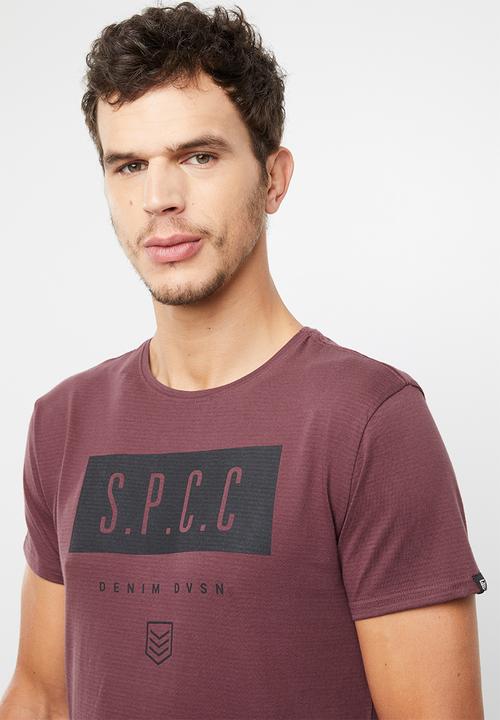S.P.C.C - Shadow stripe logo tee - burgundy