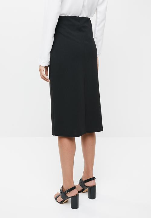 edit - Wrap detail pencil skirt - black