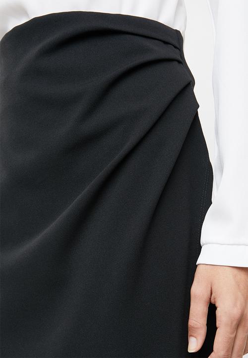 edit - Wrap detail pencil skirt - black