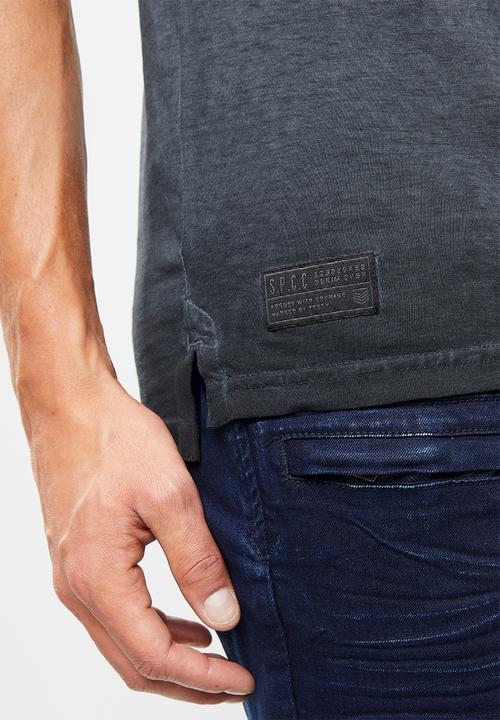 S.P.C.C - Reverse dirty dye logo tee - charcoal 
