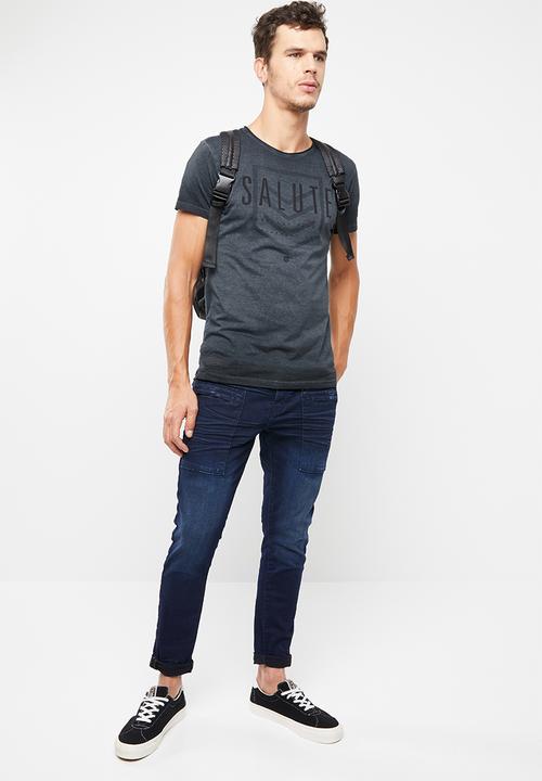 S.P.C.C - Reverse dirty dye logo tee - charcoal 