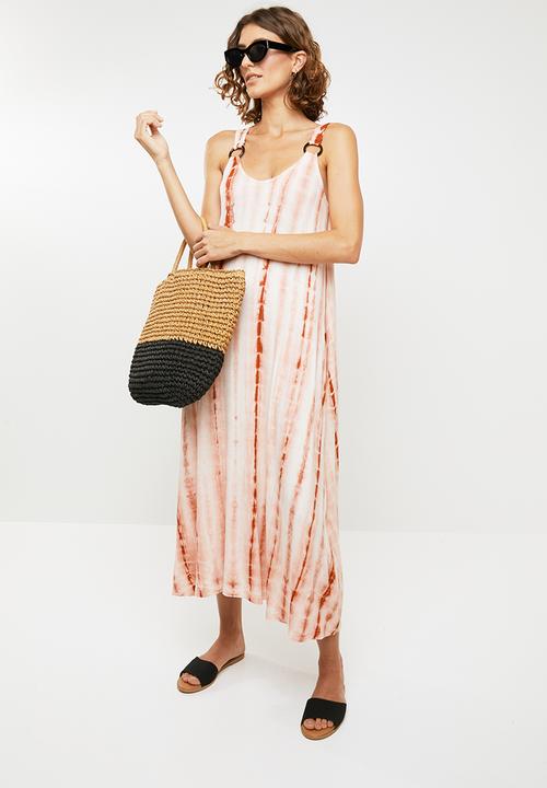Me&B - Tie dye dress -  white & rust