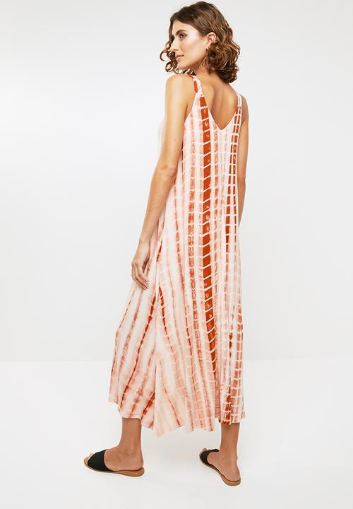 Me&B - Tie dye dress -  white & rust