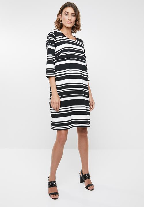 edit - Stripe tunic dress - black and white